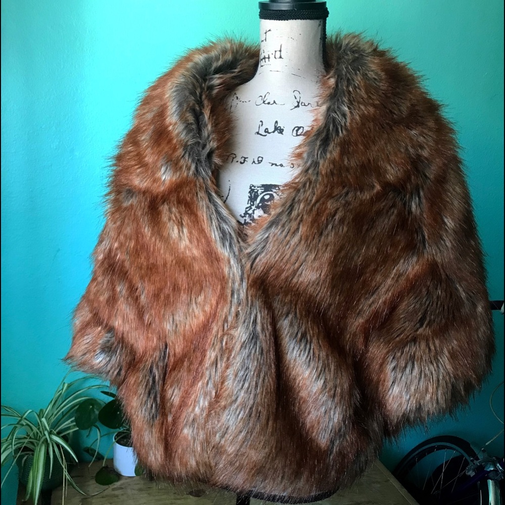 ASOS XS Faux Fur Jacket Shawl Sweater